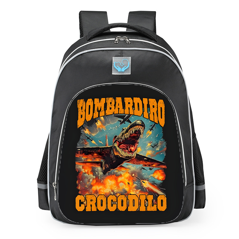 Italian Brainrot Bombardiro Crocodilo Custom School Backpack 16inches