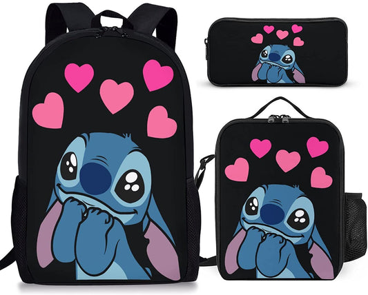 Disney Stitch School Backpack Set With Pencil Case and Lunch Bag Multiple Designs