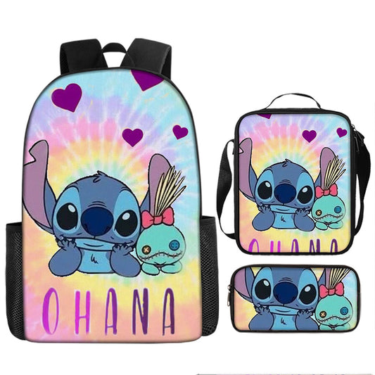 Disney Stitch School Backpack Set With Pencil Case and Lunch Bag Multiple Designs
