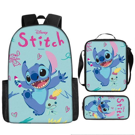 Disney Stitch School Backpack Set With Pencil Case and Lunch Bag Multiple Designs