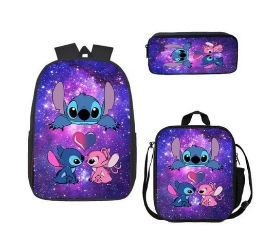 Disney Stitch School Backpack Set With Pencil Case and Lunch Bag Multiple Designs