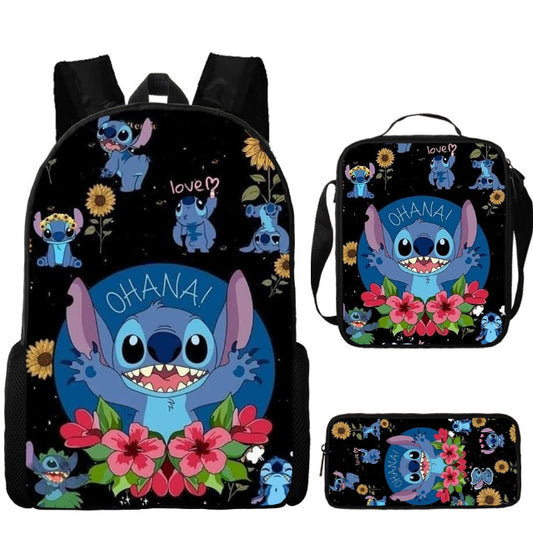 Disney Stitch School Backpack Set With Pencil Case and Lunch Bag Multiple Designs