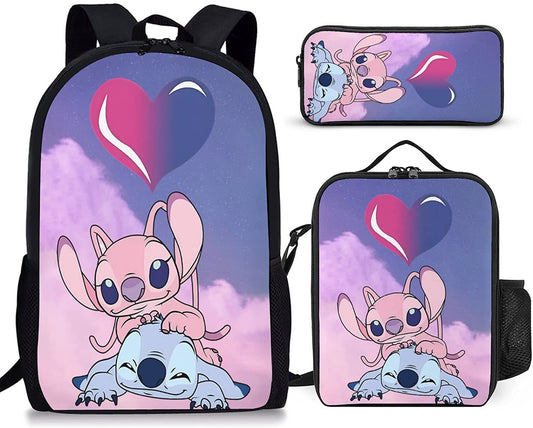 Disney Stitch School Backpack Set With Pencil Case and Lunch Bag Multiple Designs