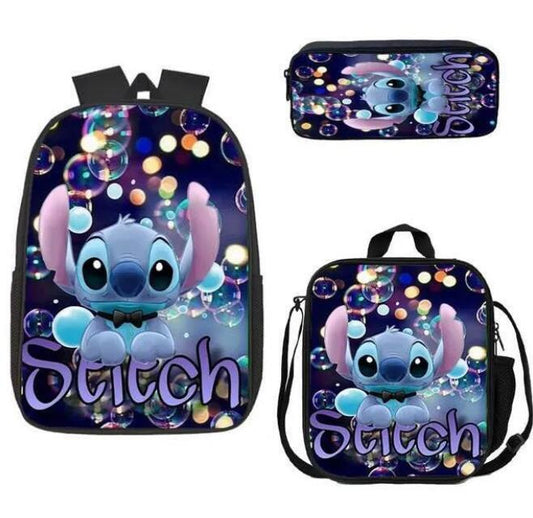 Disney Stitch School Backpack Set With Pencil Case and Lunch Bag Multiple Designs