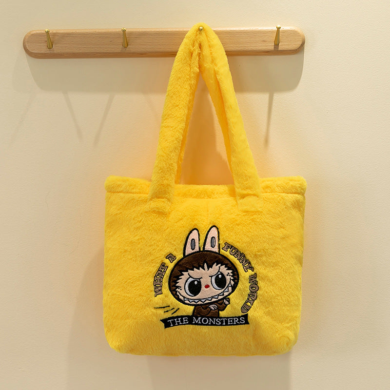 Labubu Plush Tote Shoulder Bag Large Capacity Multiple Colors 35x30cm 13.78x11.8inches