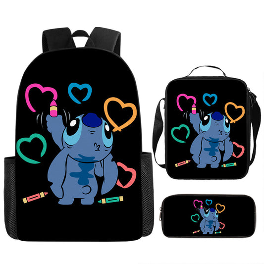 Disney Stitch School Backpack Set With Pencil Case and Lunch Bag Multiple Designs