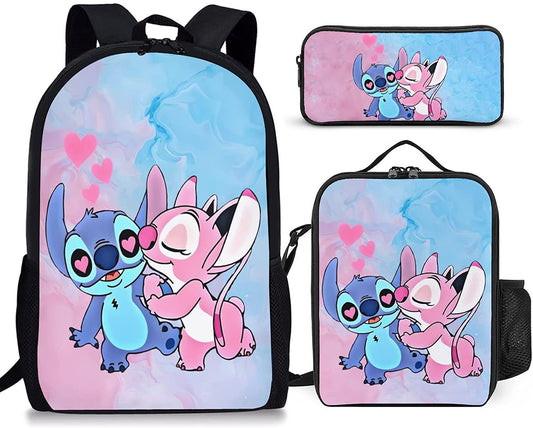 Disney Stitch School Backpack Set With Pencil Case and Lunch Bag Multiple Designs