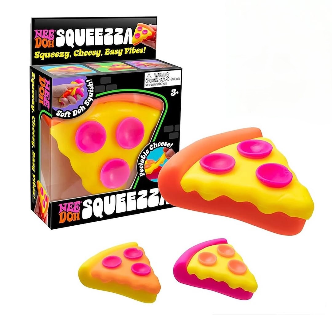 NeeDoh Squeezza Pizza Sensory Squeeze Toy Pink Yellow Orange