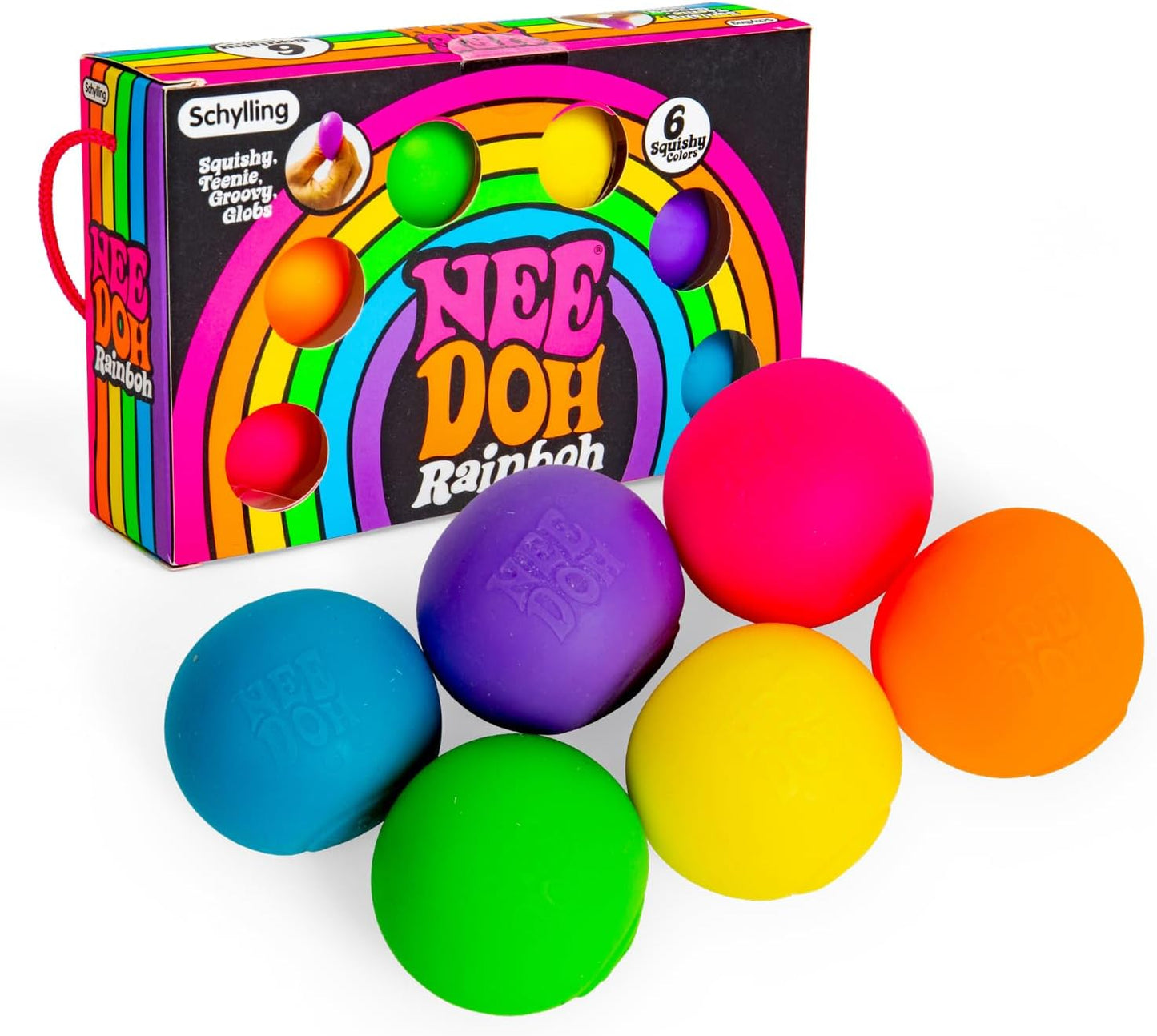 Schylling NeeDoh Rainboh Teenie Sensory Squeeze Squish Toy Multicolor Pack of 6
