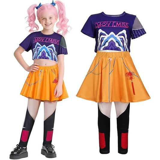 Girls K-Pop Demon Hunters Mira Costume - Shirt Skirt Pants Set Kpop Mira Cosplay