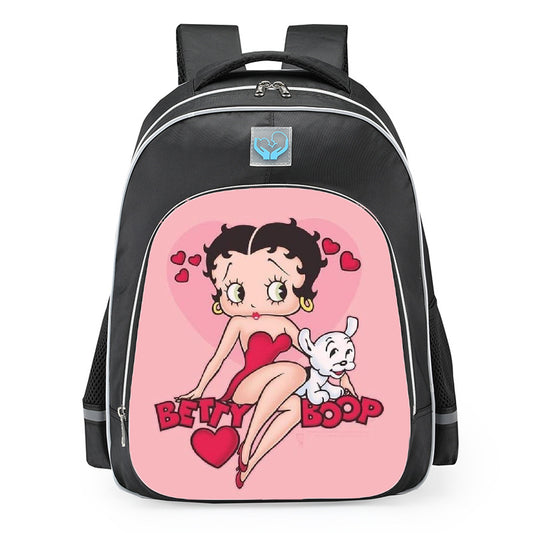 Betty Boop And Pudgy School Backpack 16inches Black