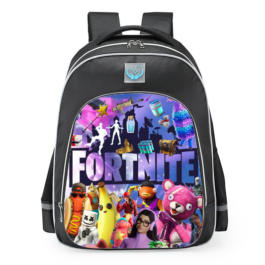 Fortnite Character Cast Collage Logo School Backpack 16inches