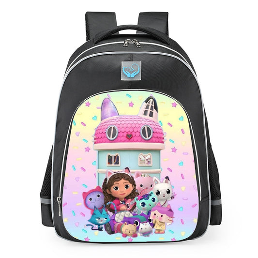 Gabbys Dollhouse Purrfect Dollhouse Scene School Backpack 16inches Black