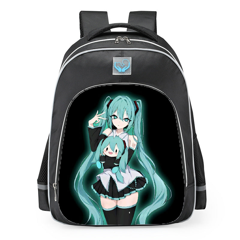 Hatsune Miku Holding Cute Chibi Plush School Backpack 16inches