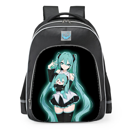 Hatsune Miku Holding Cute Chibi Plush School Backpack 16inches