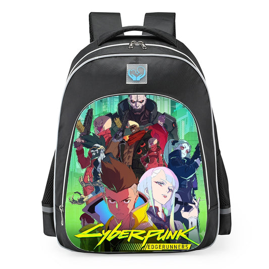 Cyberpunk Edgerunners Anime Character Group Logo School Backpack 16inches