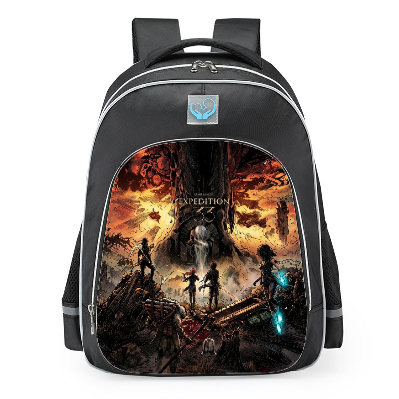 Clair Obscur Expedition 33 Fantasy Volcano Logo School Backpack 16inches