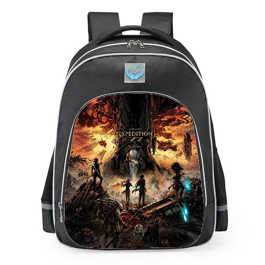 Clair Obscur Expedition 33 Fantasy Volcano Logo School Backpack 16inches