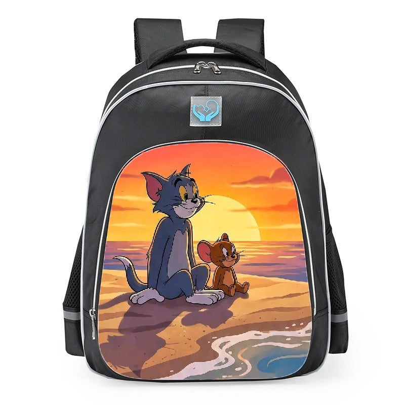 Tom And Jerry Peaceful Sunset Skyline School Backpack 16inches