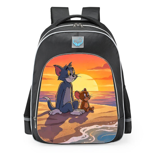 Tom And Jerry Peaceful Sunset Skyline School Backpack 16inches