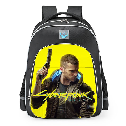 Cyberpunk 2077 V Male Character Logo School Backpack 16inches