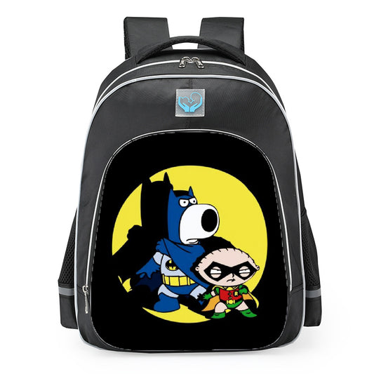 Family Guy Batman Brian And Robin Stewie School Backpack 16inches