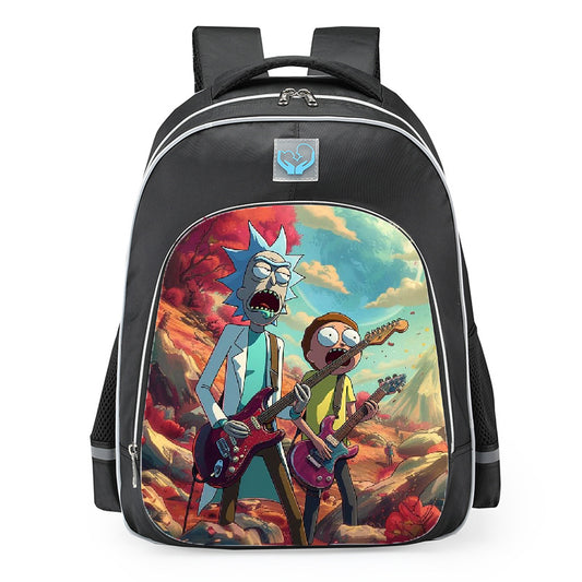 Rick And Morty Rock Band Concert Landscape School Backpack 16inches