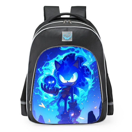Sonic The Hedgehog Dark Sonic Blue Flame Energy School Backpack 16inches