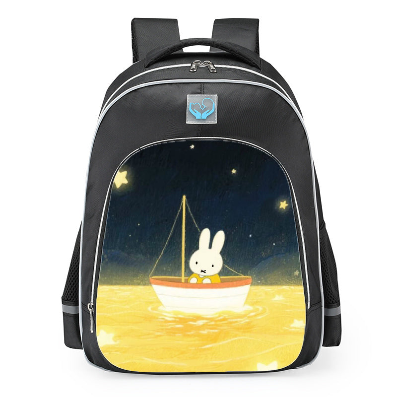 Miffy Starry Night Ocean Sailing Aesthetic School Backpack 16inches