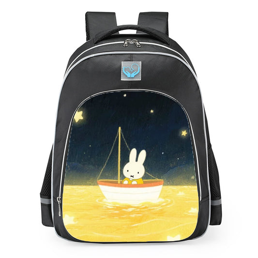 Miffy Starry Night Ocean Sailing Aesthetic School Backpack 16inches