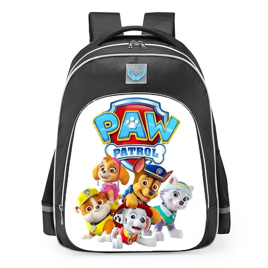 PAW Patrol Classic Blue Logo Skye Everest Chase Marshall Rubble School Backpack 16inches Black
