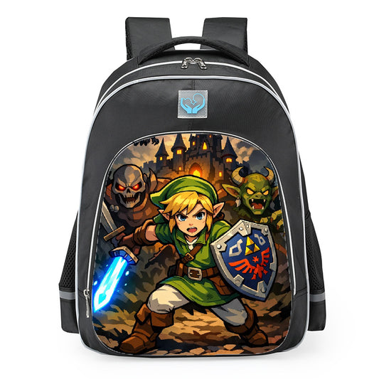 The Legend Of Zelda Link Glowing Sword Dark Castle School Backpack 16inches