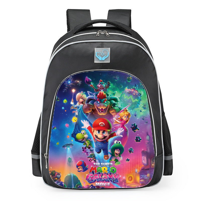 Super Mario Galaxy Movie Character Group In Space School Backpack 16inches