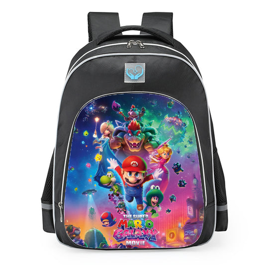Super Mario Galaxy Movie Character Group In Space School Backpack 16inches