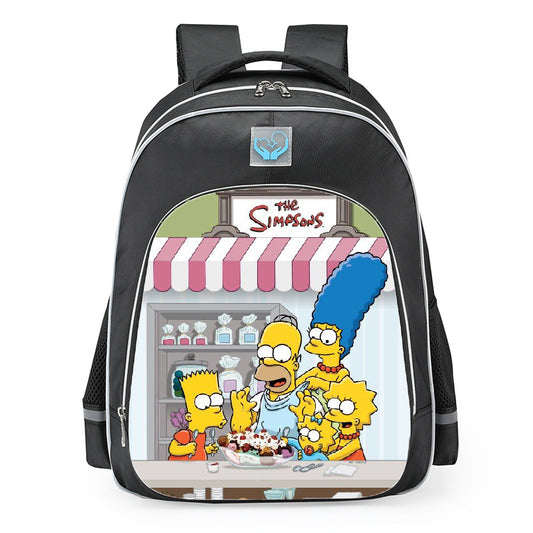 The Simpsons Family Eating Ice Cream At The Shop School Backpack 16inches