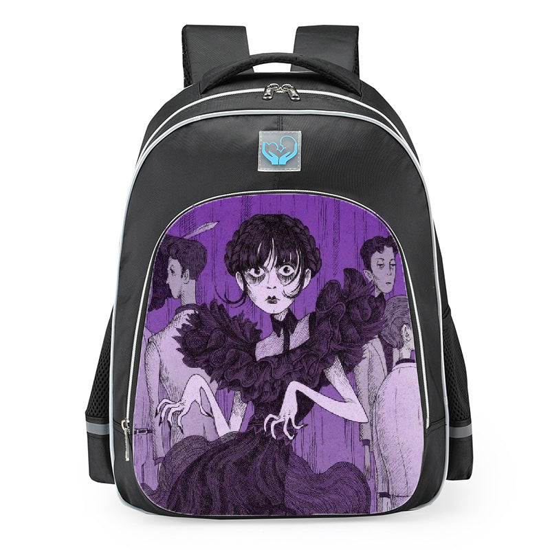Wednesday Addams RaveNnce Black Dress Prom Dance School Backpack 16inches