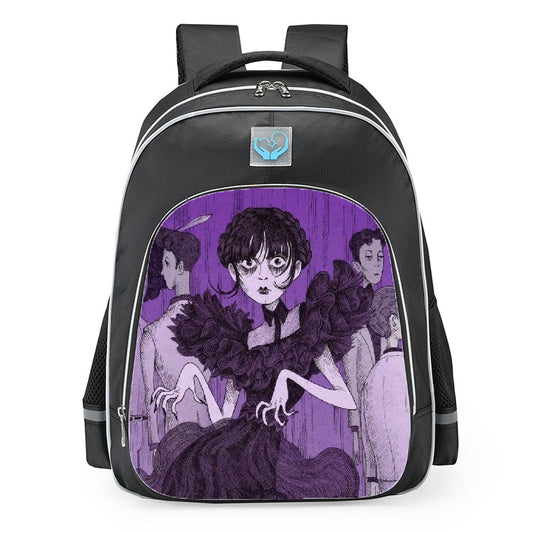 Wednesday Addams RaveNnce Black Dress Prom Dance School Backpack 16inches