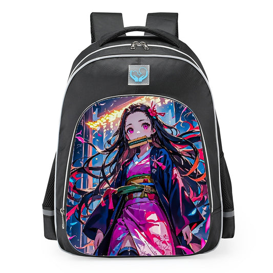 Demon Slayer Nezuko Kamado Night Temple School Backpack 16inches