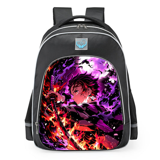 Demon Slayer Tanjiro Sakura Moon Fire School Backpack 16inches