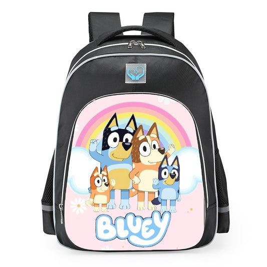 Bluey Family Rainbow School Backpack 16inches Black