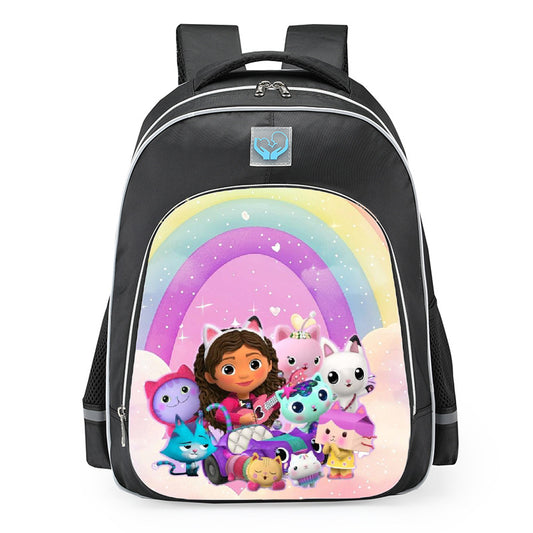 Gabbys Dollhouse Gabby Playing Guitar Rainbow School Backpack 16inches Black