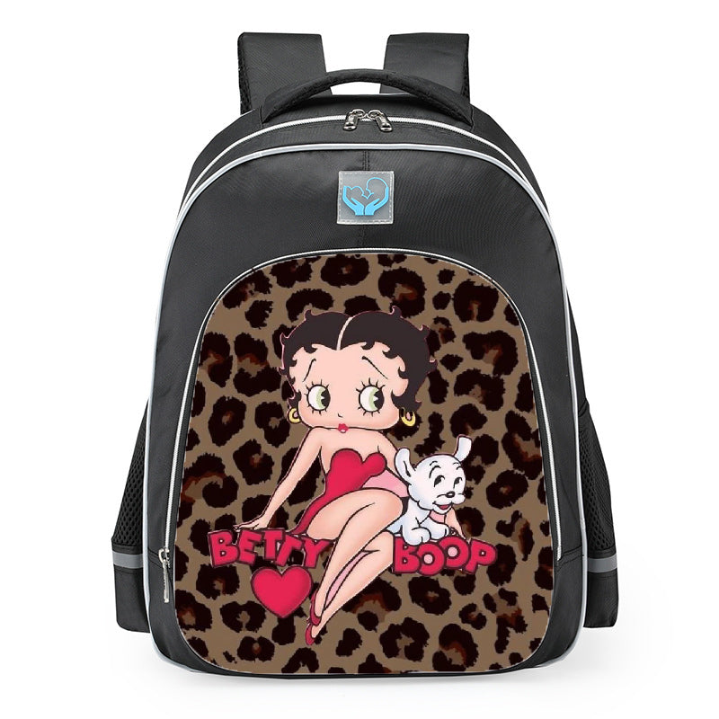 Betty Boop Leopard School Backpack 16inches Black