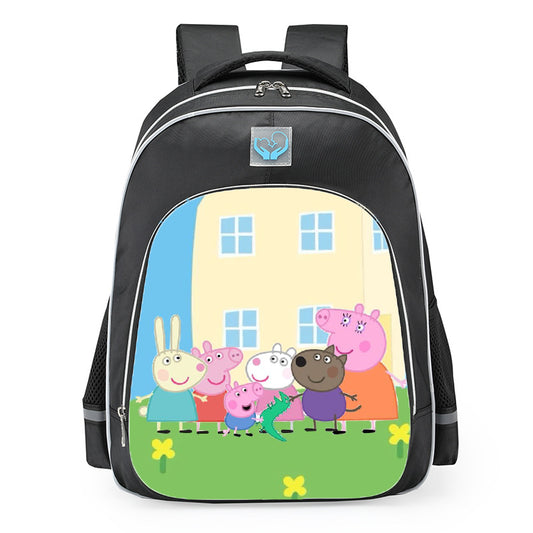 Peppa Pig Yellow House And Friends School Backpack 16inches Black