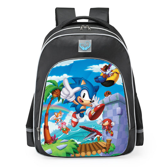 Sonic Superstars Green Hill Zone Characters School Backpack 16inches