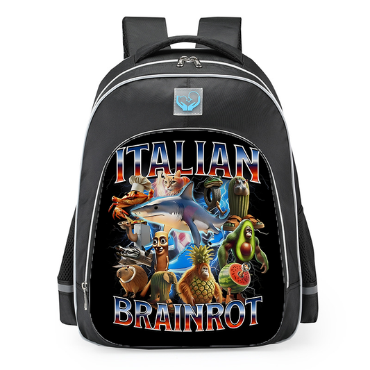 Italian Brainrot Logo Custom School Backpack 16inches