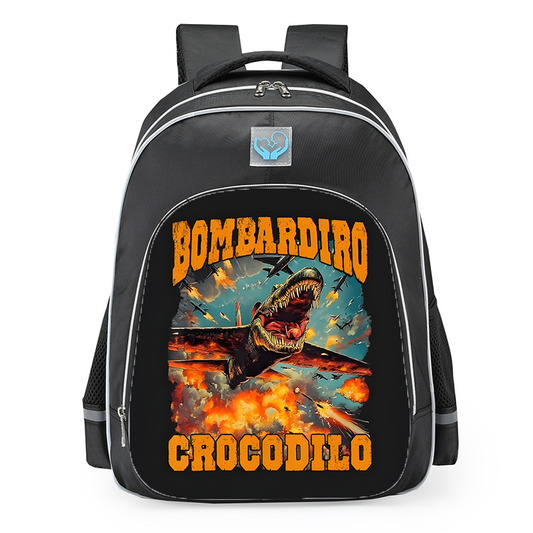 Italian Brainrot Bombardiro Crocodilo Custom School Backpack 16inches
