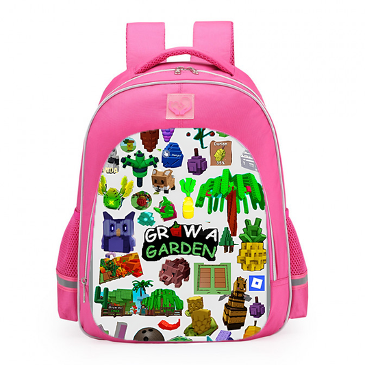 Roblox Grow A Garden White Logo School Backpack 16inches Pink