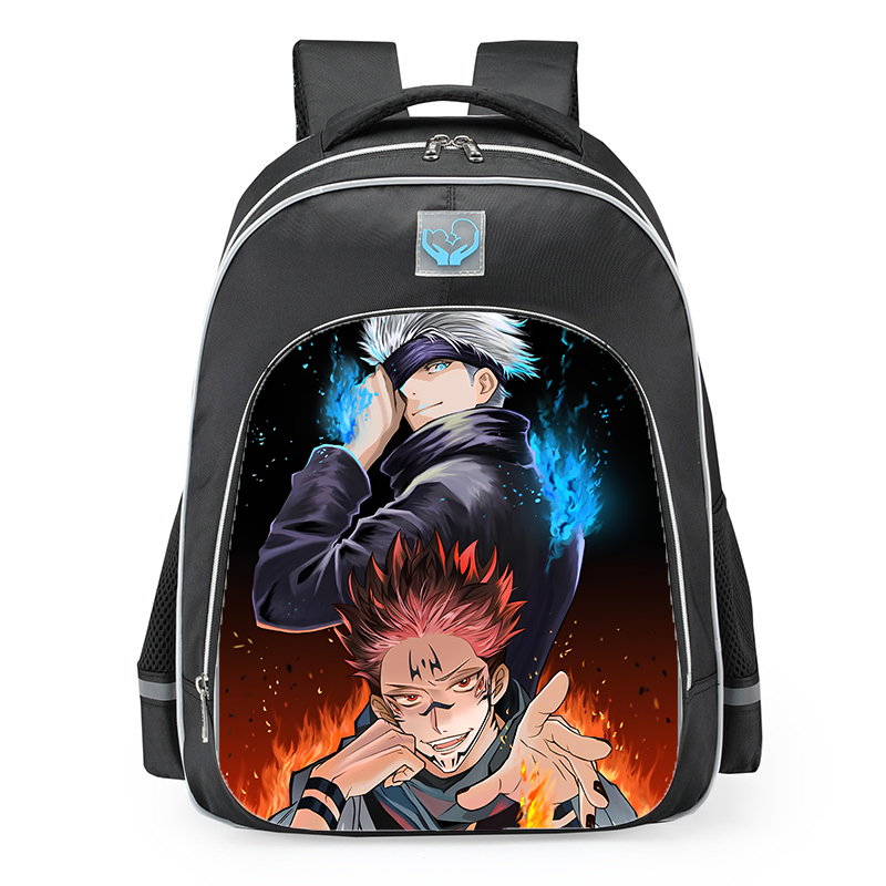 Backpack with anime character design on a white background