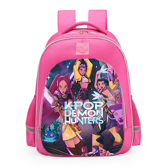 K-Pop Demon Hunters Logo Pink School Backpack 16inches