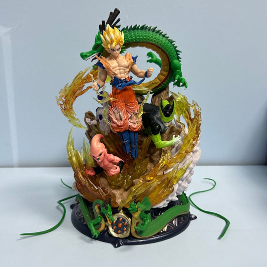 Dragon Ball Saiyan GK 6th Anniversary Goku, Cell, Majin Buu, Frieza and Shenron Scene Figurine